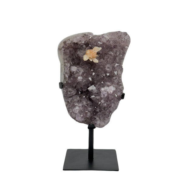 Amethyst Druzy With Calcite On Metal Stand (8605) - 7.17 kg