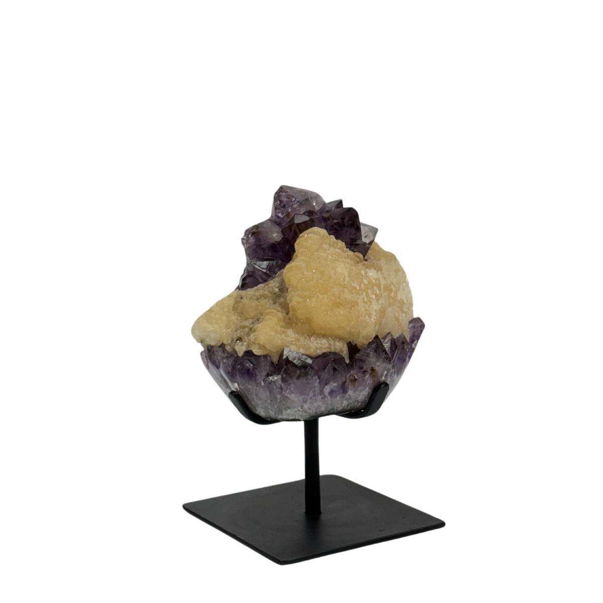 Amethyst Druzy With Calcite On Metal Stand (8605) - 7.17 kg