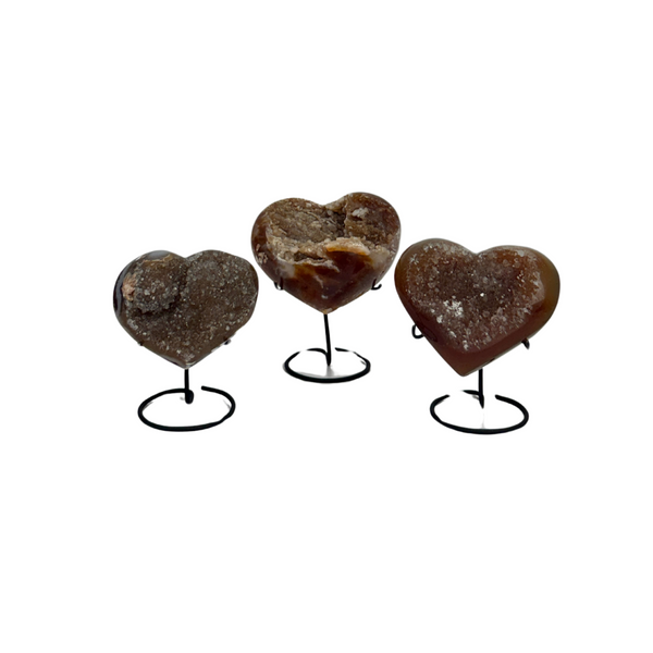 Agate Druzy Hearts on Stands (8609) - 2.91kg