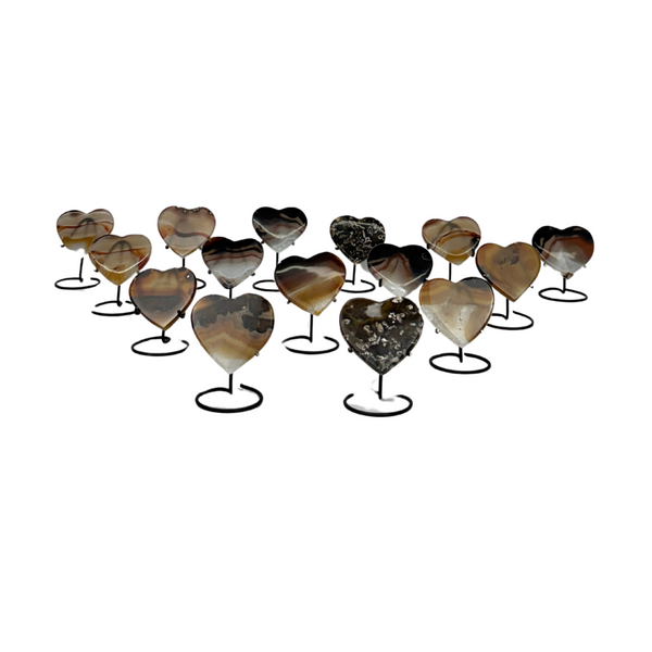 Agate Slices Hearts On Stand (8610)- 1 kg