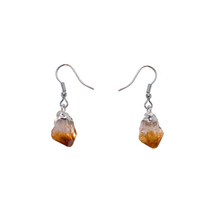 Raw Citrine Point Plated Earrings