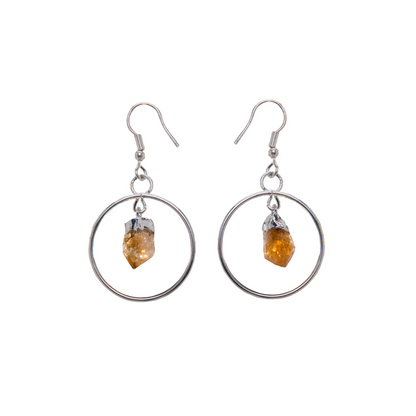 Metal Round Citrine Point Earring