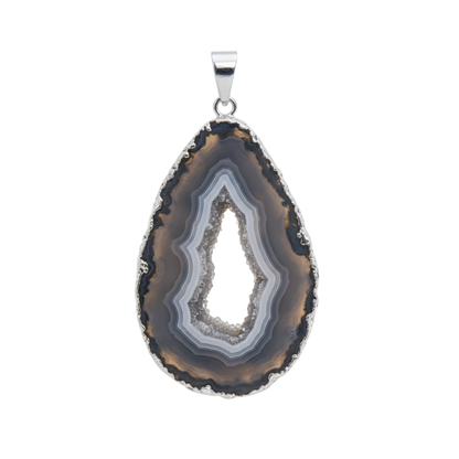Agate Slice Geode Pendant (plated)