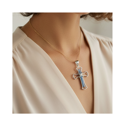 Blue Kyanite Cross Pendant