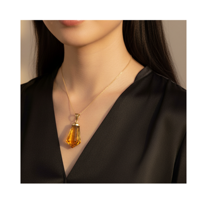 Heat-treated Citrine Faceted Pendant