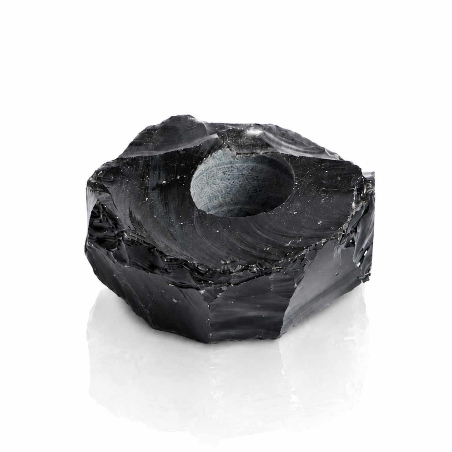Black Obsidian Candle Holder (by pc)
