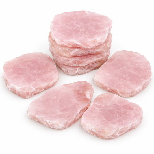Rose Quartz Drink Coasters - Natural Brazilian Crystal