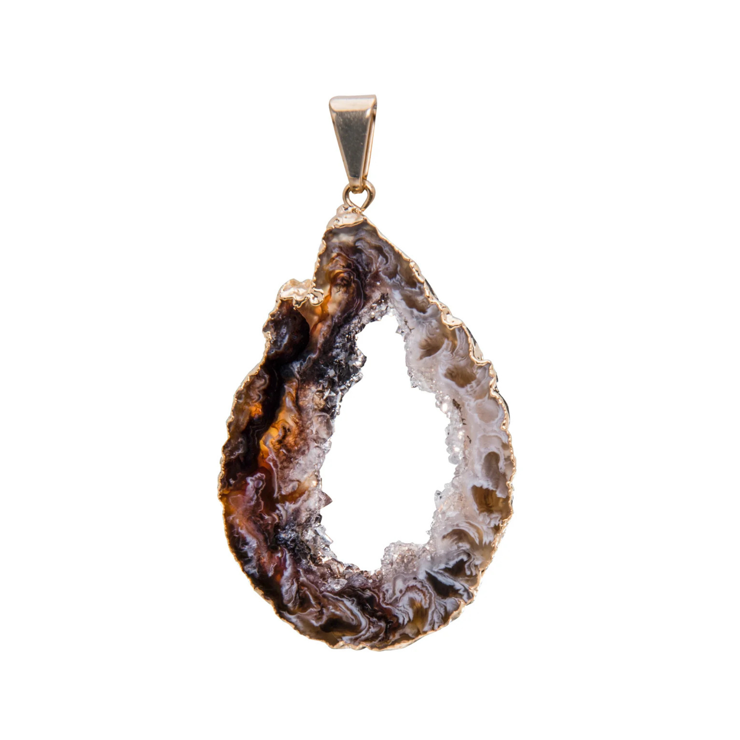 Agate Slice Geode Pendant (plated)