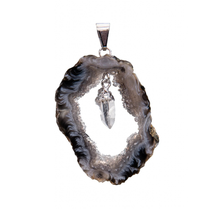 Agate Slice Geode with Dangle Point (plated)