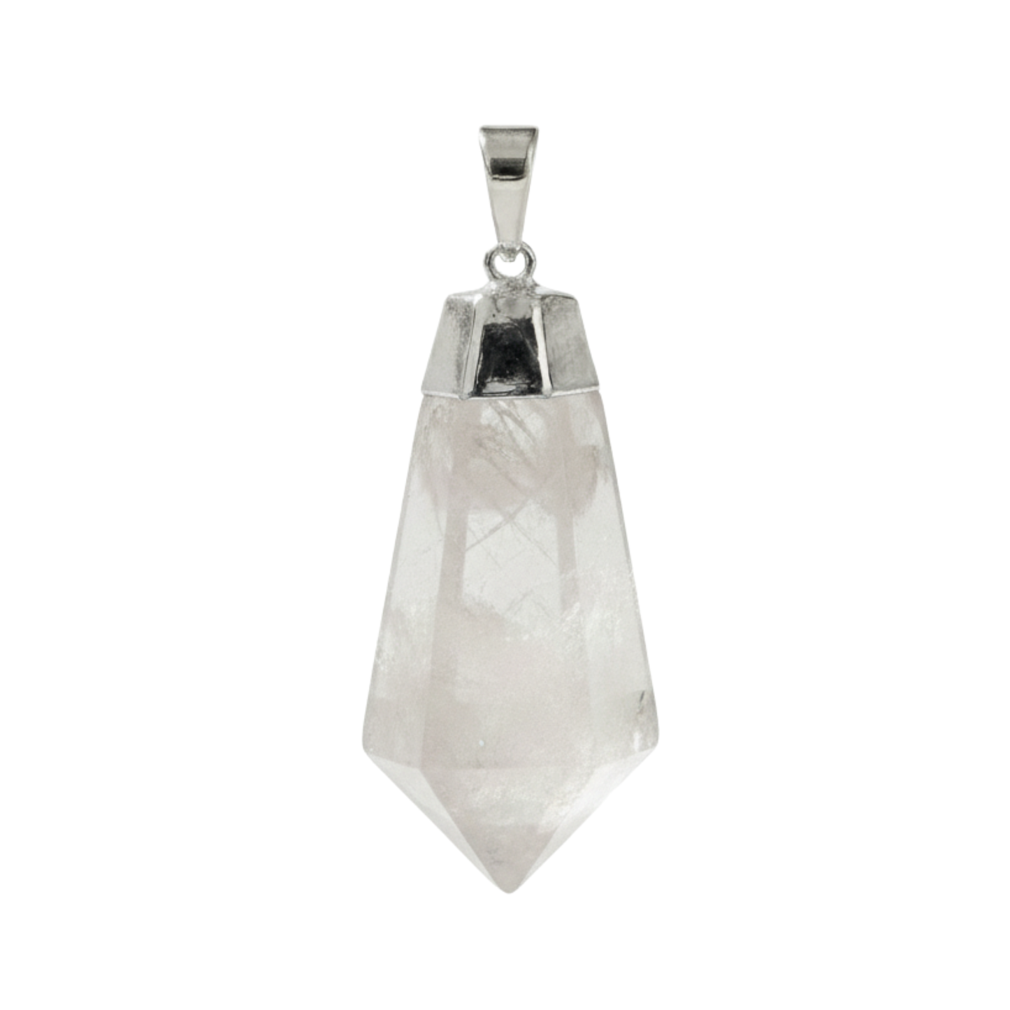Clear Quartz Faceted Point Pendant (plated)