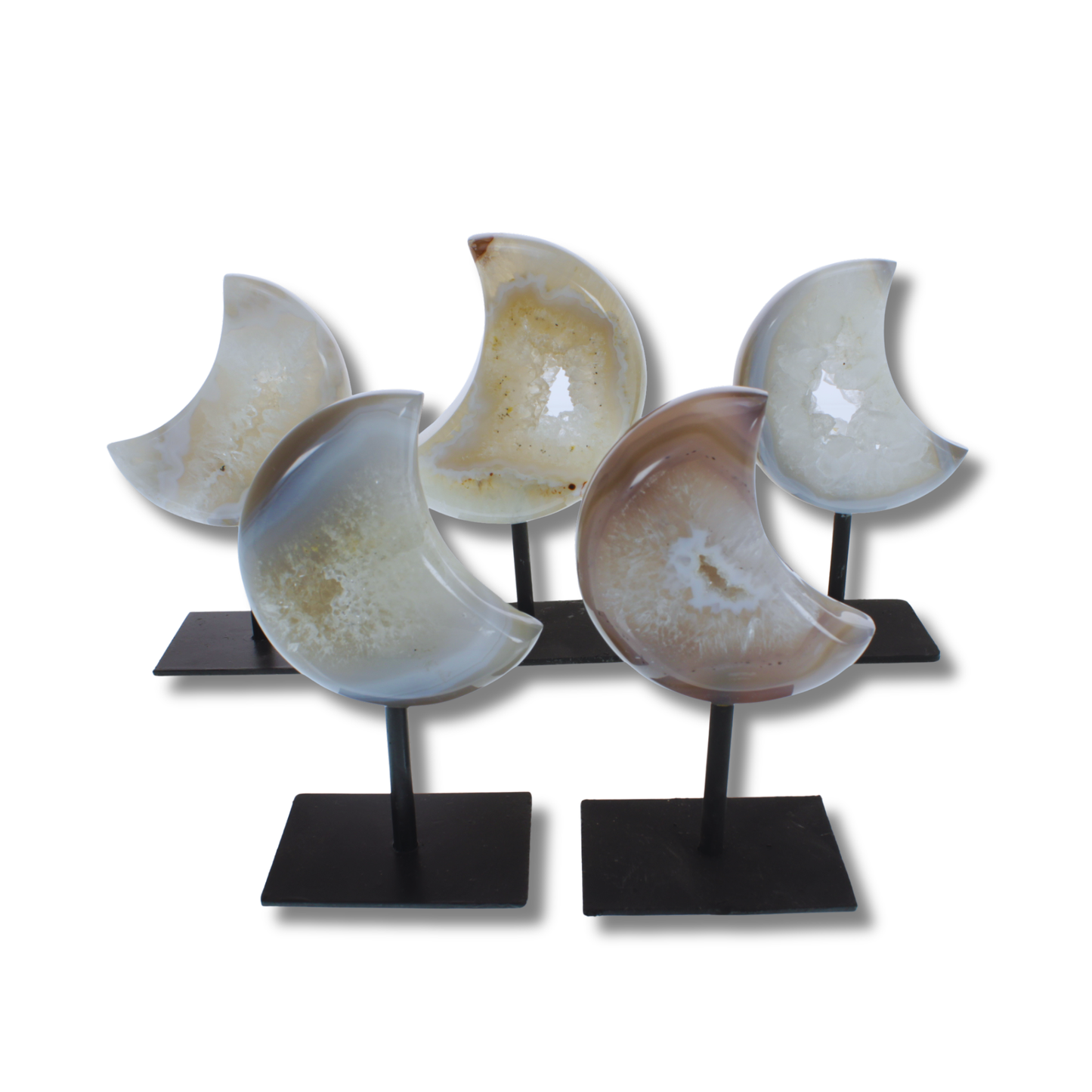 Agate Druzy Moons on Stands (1.46kg)
