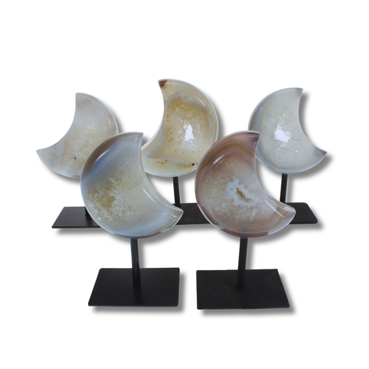 Agate Druzy Moons on Stands - 1.46kg
