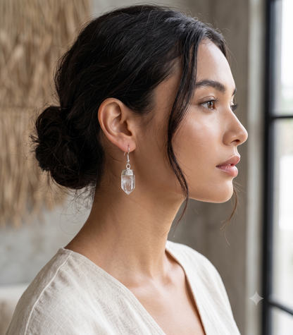 Raw Clear Quartz Point Earrings