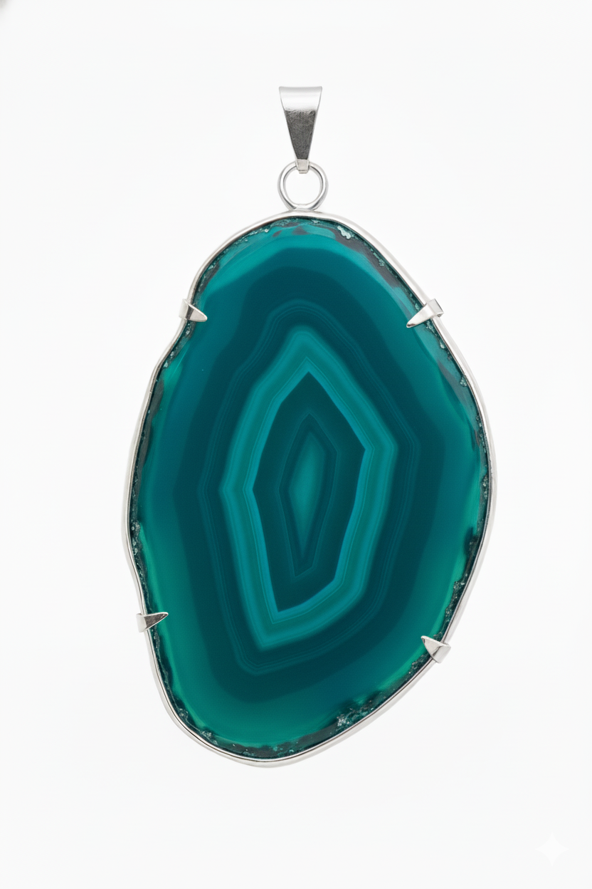 Agate Slice Pendant Metal Ring