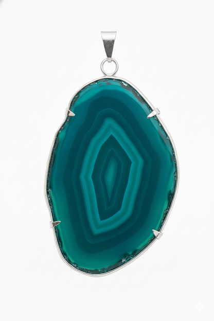 Agate Slice Pendant Metal Ring