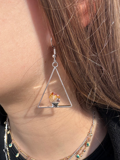 Metal Triangle Citrine Point Fixed
