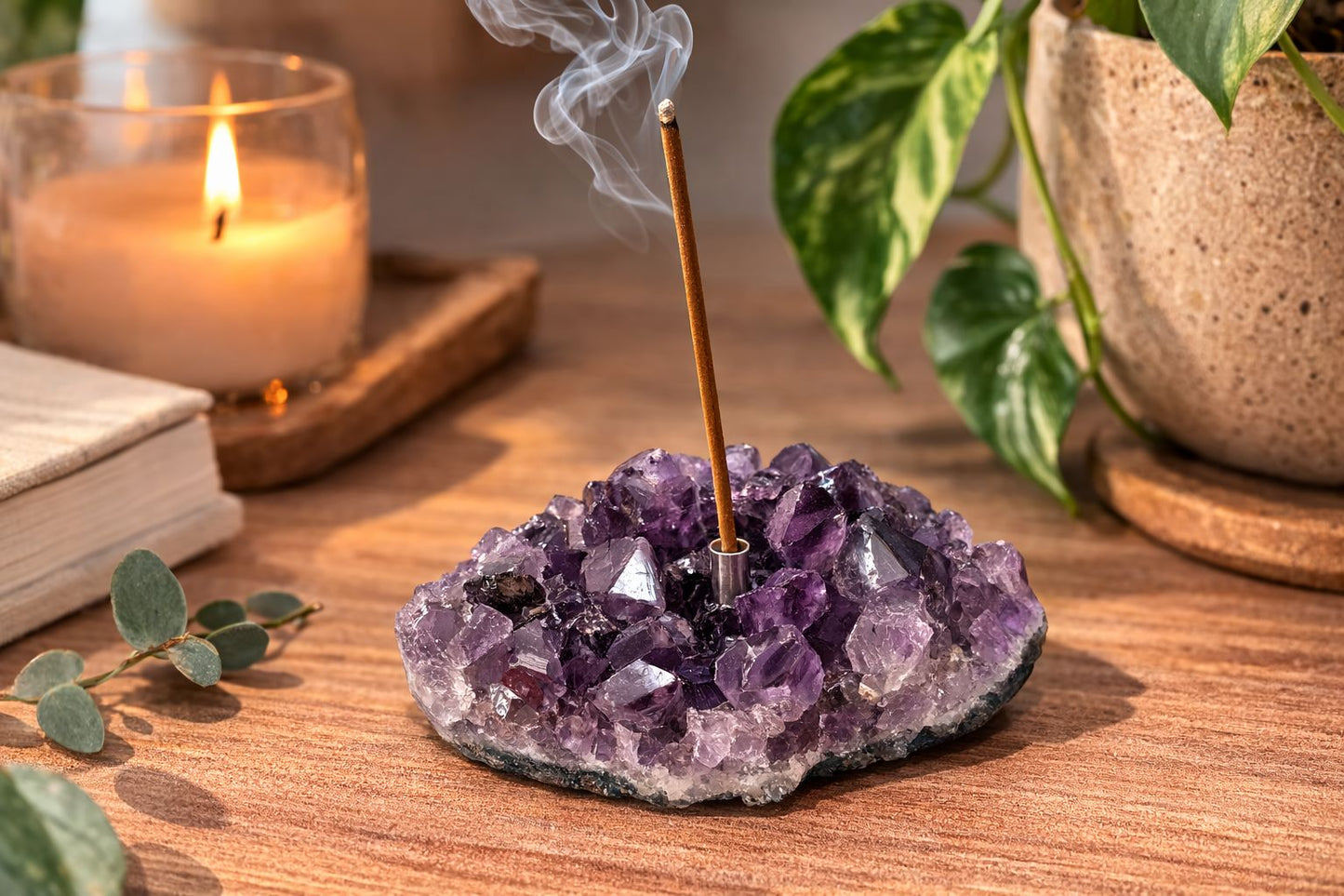 Amethyst Druzy Incense Holders