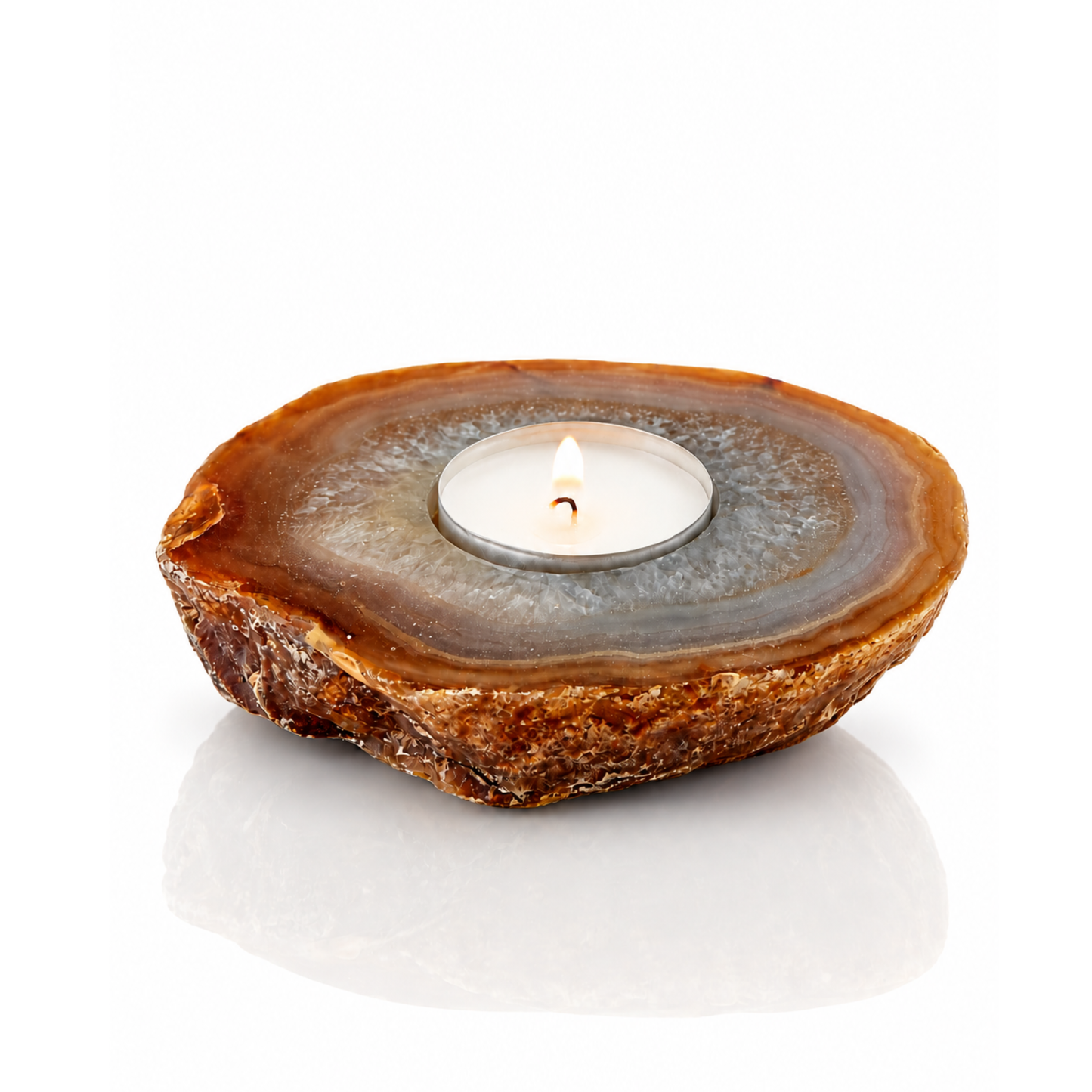 Natural Agate Slab Candle Holder (by pc)