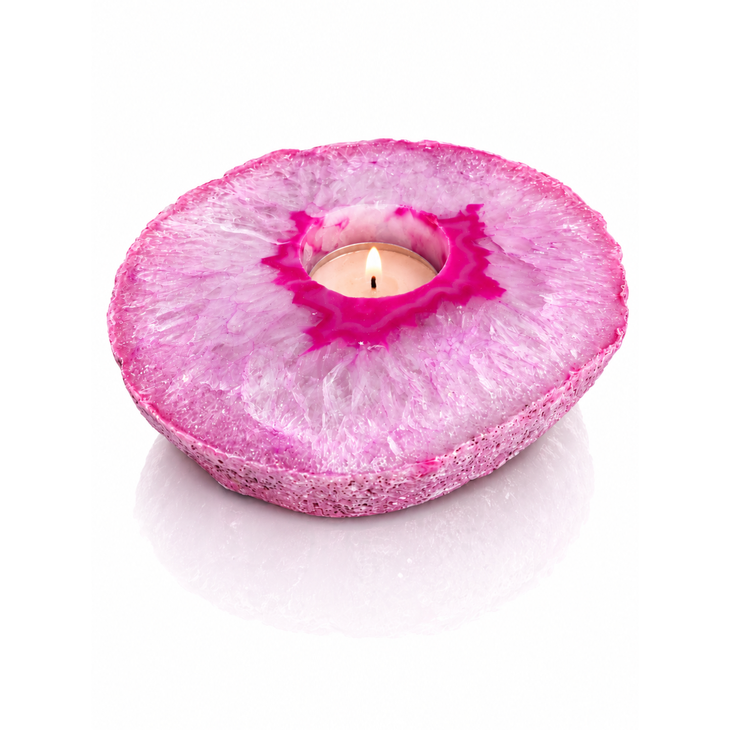Pink Agate Slab Candle Holder (by pc)