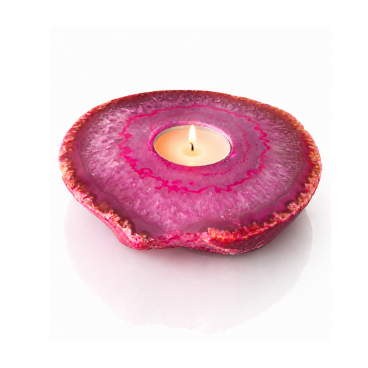Pink Agate Slab Candle Holder (by pc)