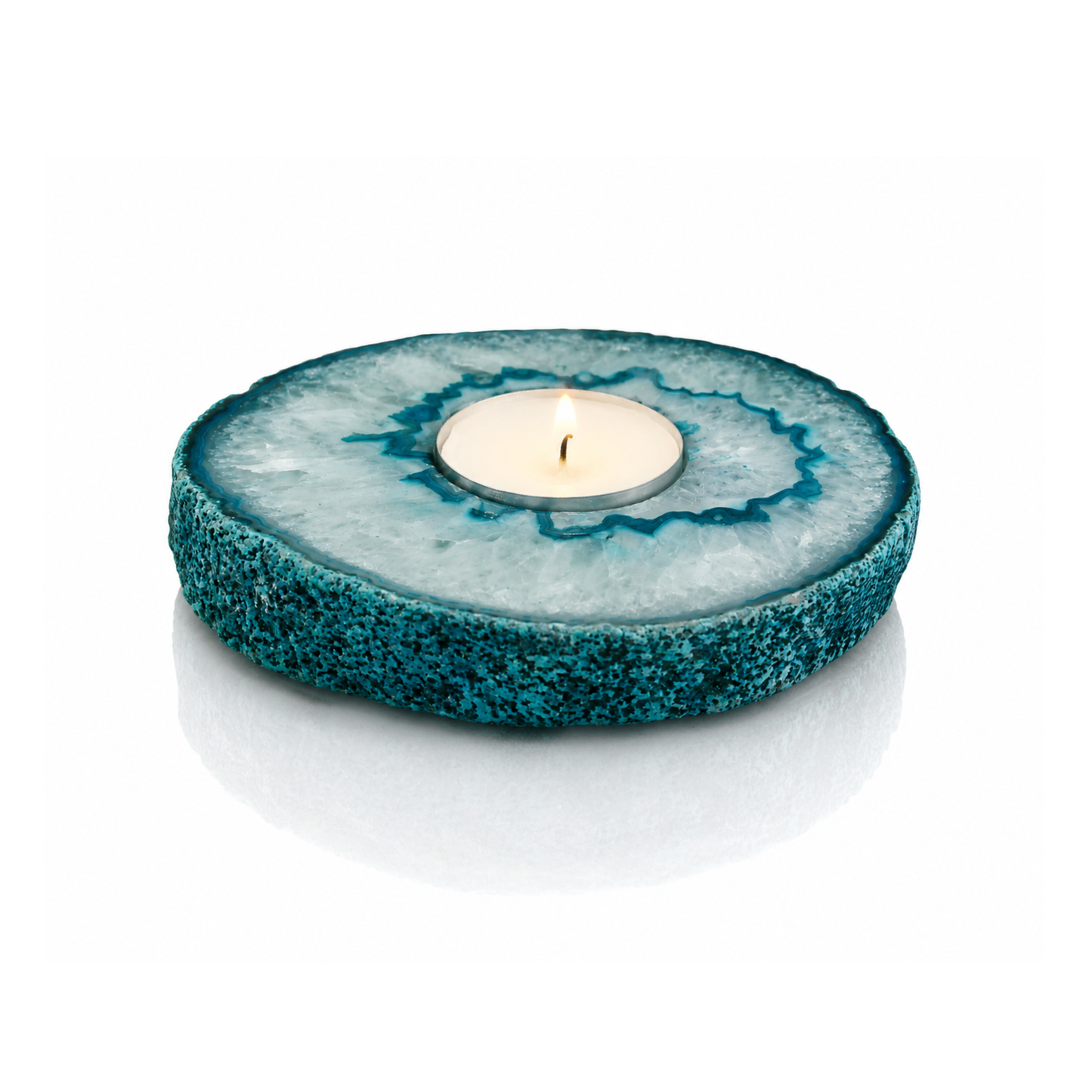 Teal Agate Slab Candle Holder (by pc)