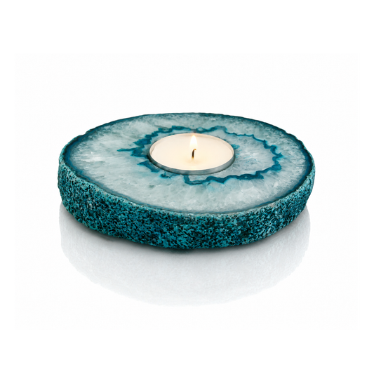 Teal Agate Slab Candle Holder (by pc)
