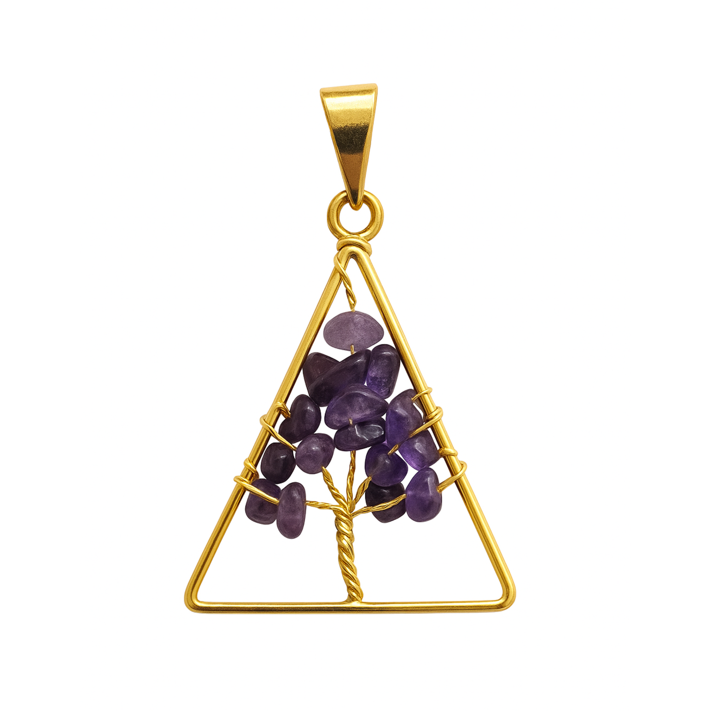 Amethyst Tree of Life Triangle Pendant