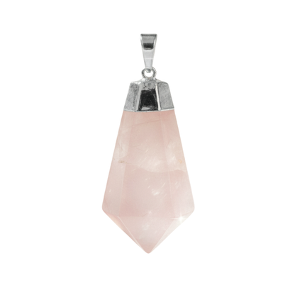 Rose Quartz Faceted Point Pendant (plated)