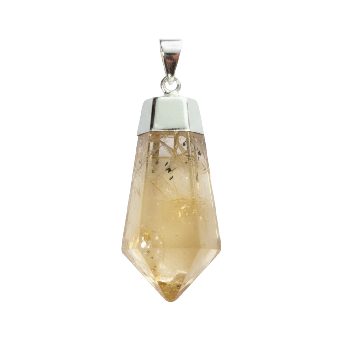 Heat-treated Citrine Faceted Point Pendant (plated)