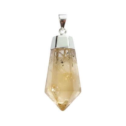 Heat-treated Citrine Faceted Point Pendant (plated)
