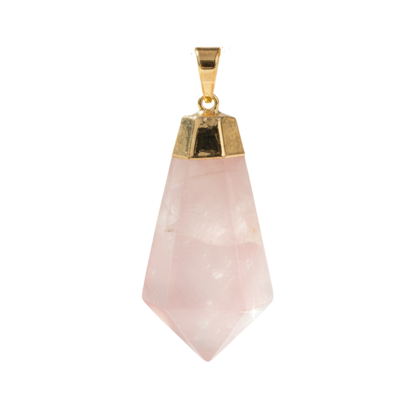 Rose Quartz Faceted Point Pendant (plated)