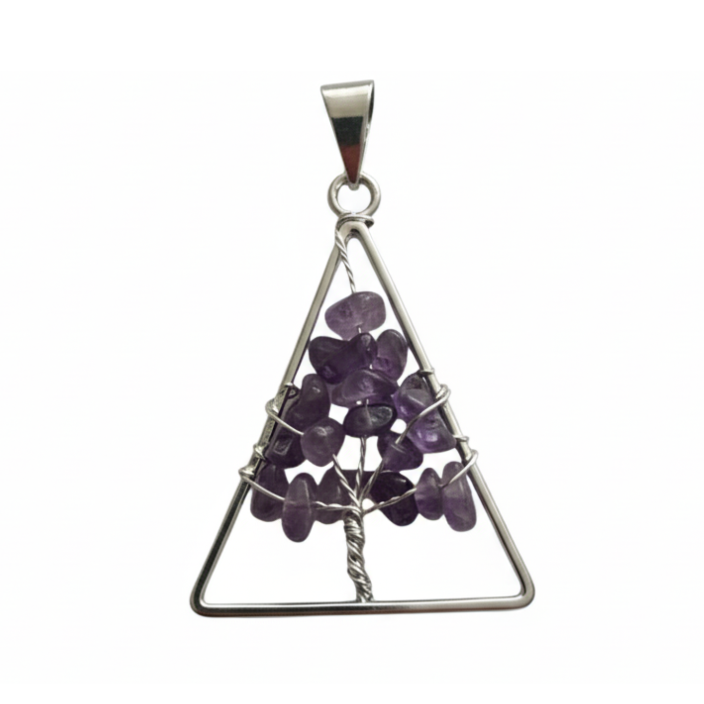 Amethyst Tree of Life Triangle Pendant
