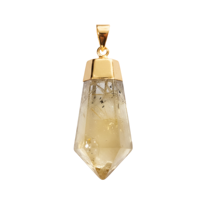 Heat-treated Citrine Faceted Point Pendant (plated)