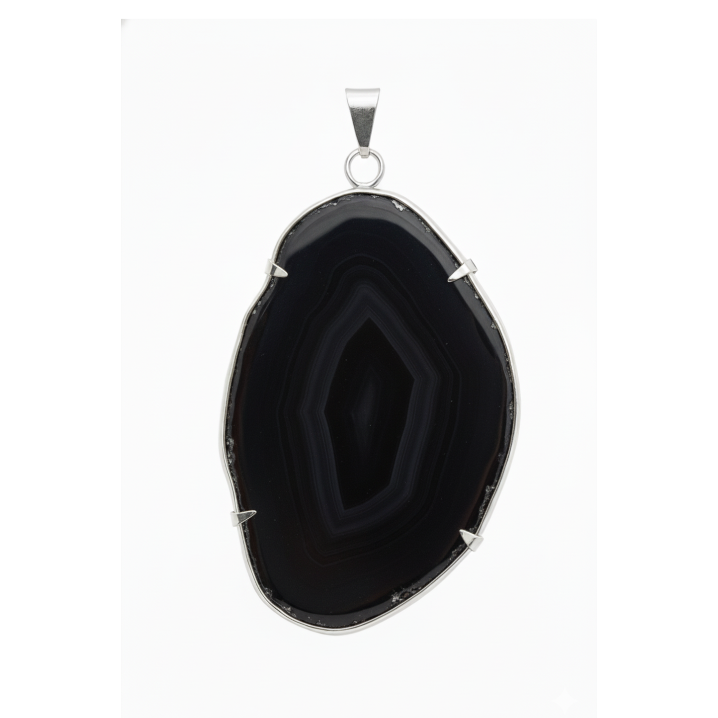 Agate Slice Pendant Metal Ring