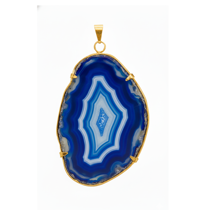 Agate Slice Pendant Metal Ring