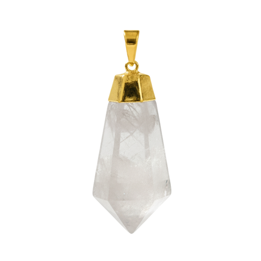 Clear Quartz Faceted Point Pendant (plated)