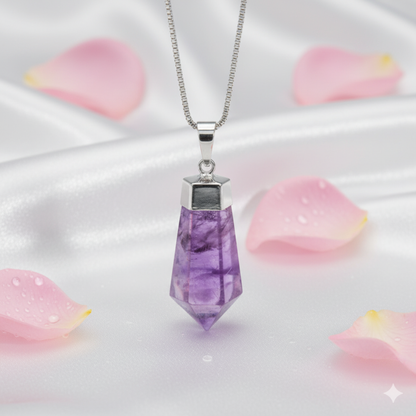 Amethyst Faceted Point Pendant (plated)