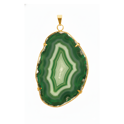 Agate Slice Pendant Metal Ring