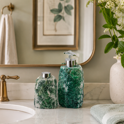 Raw Green Quartz Soap Dispenser & Aroma Diffuser (set)