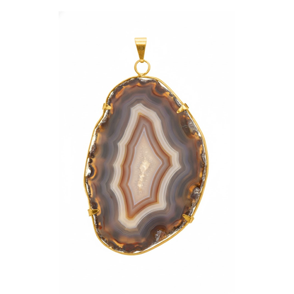Agate Slice Pendant Metal Ring
