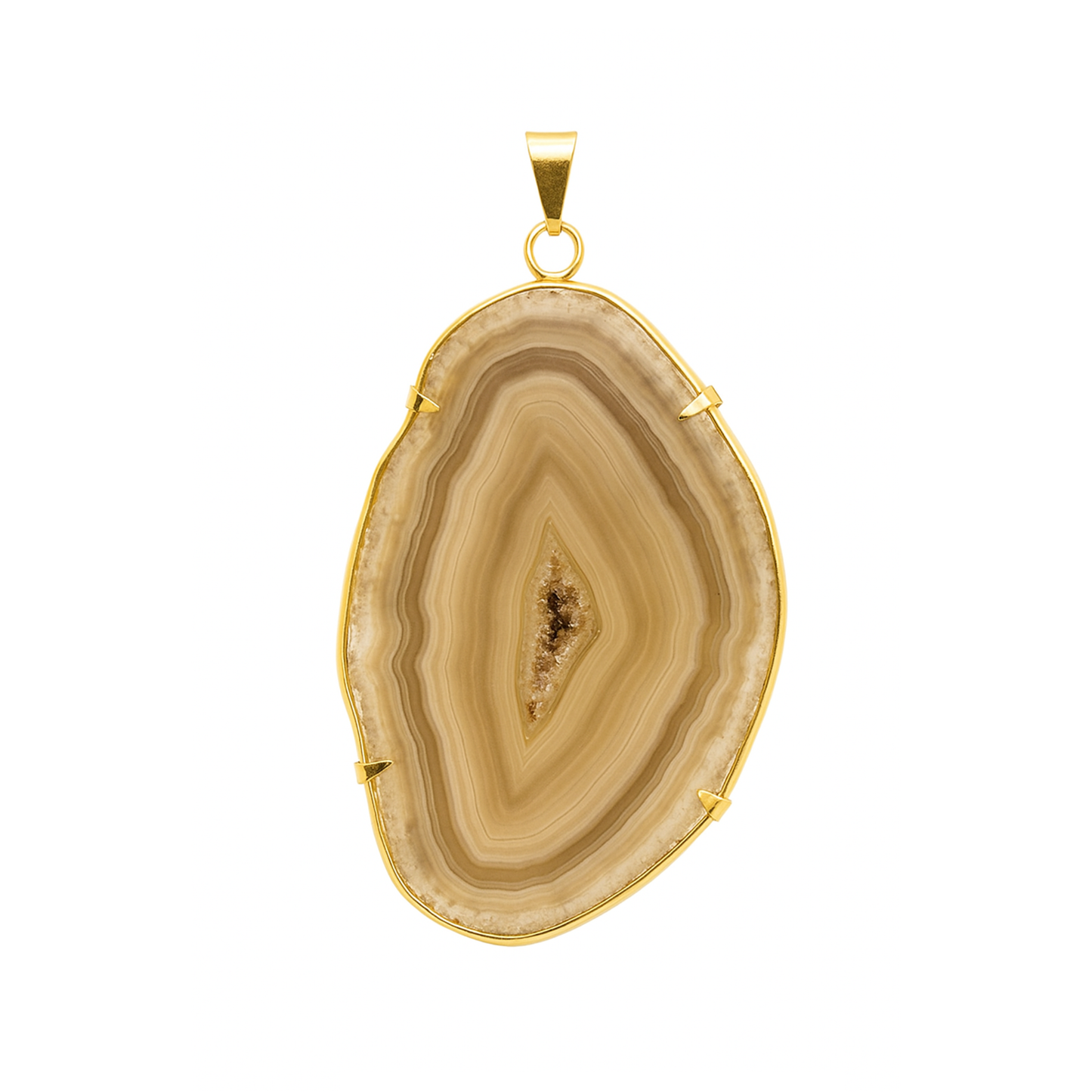 Agate Slice Pendant Metal Ring
