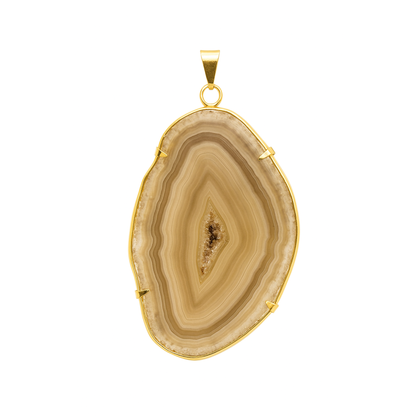 Agate Slice Pendant Metal Ring