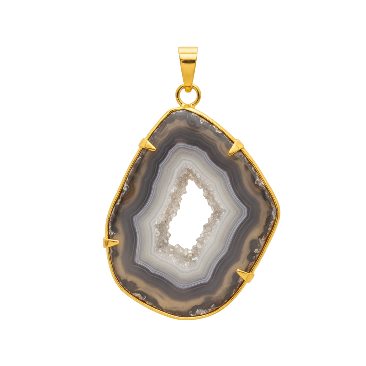 Agate Geode Slice Metal Ring