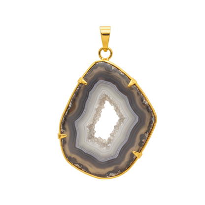 Agate Geode Slice Metal Ring