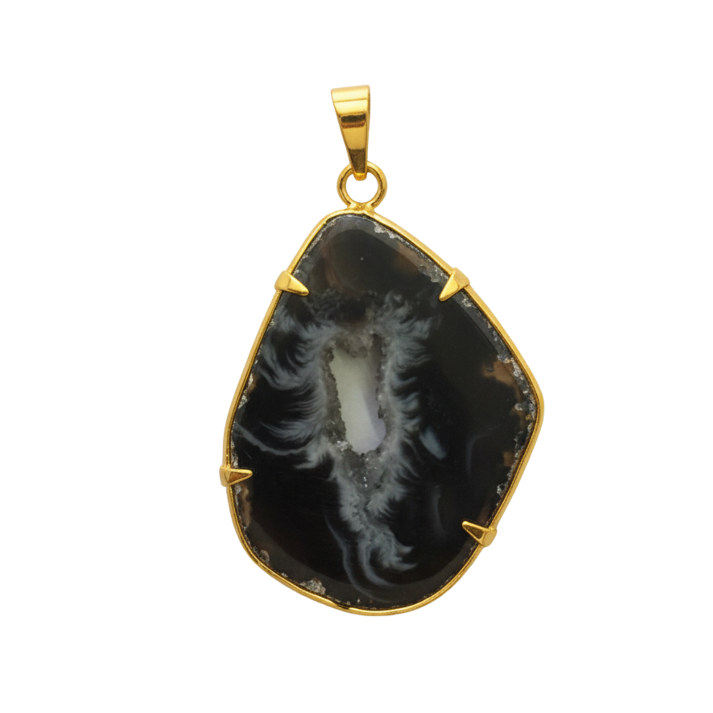 Agate Geode Slice Metal Ring