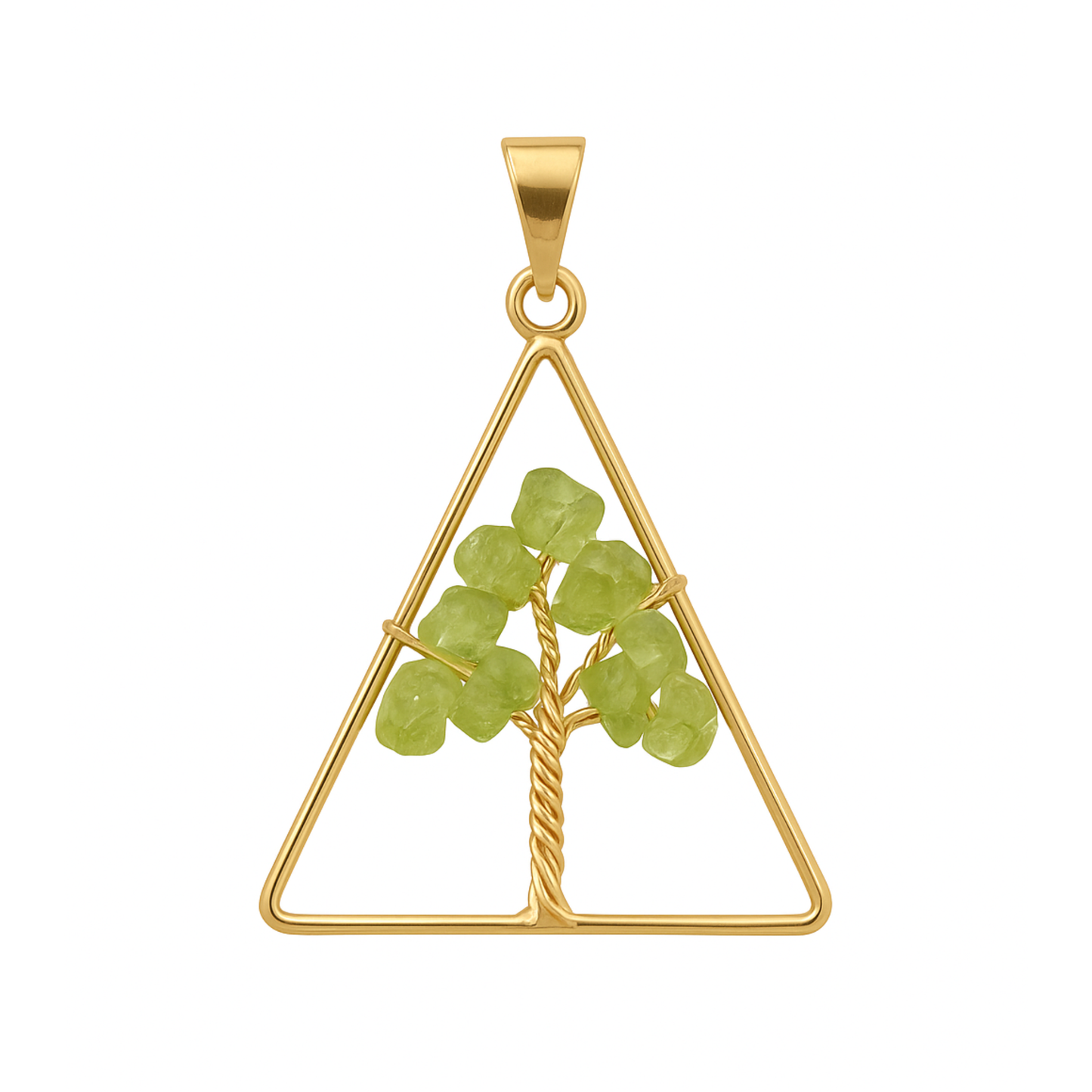 Peridot Tree of Life Triangle Pendant