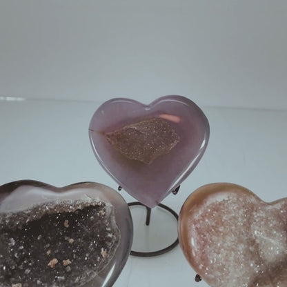 Agate Druzy Hearts on Stands (0.93kg)