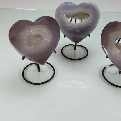Agate Druzy Hearts on Stands (1.17kg)