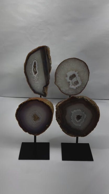 Agate Druzy Slabs On Metal Stand (8576) - 3.22 kg