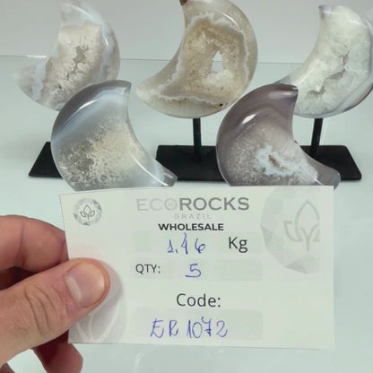 Agate Druzy Moons on Stands (1.46kg)